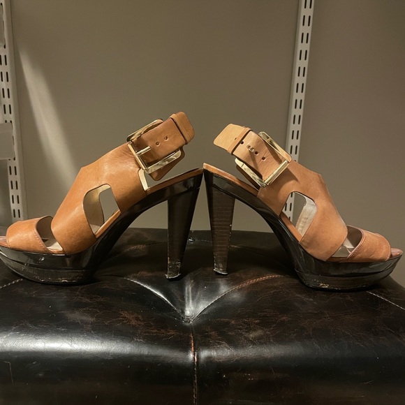 Michael Kors open toe leather chunky heels - Picture 3 of 4